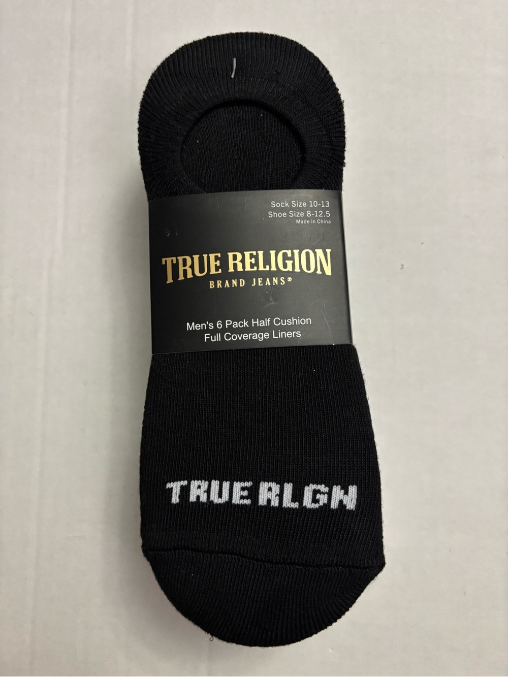 New! 6 pack men’s True Religion full coverage liner socks 10-13